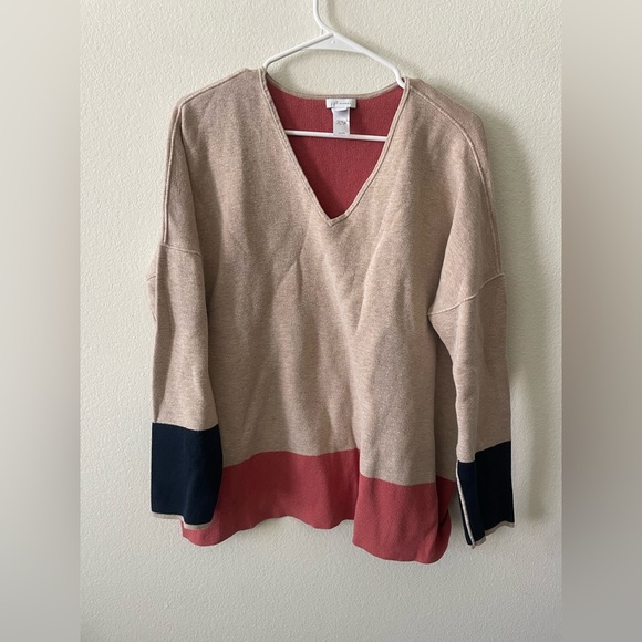 J Jill Colorblock V-Neck Sweater - Picture 2 of 4